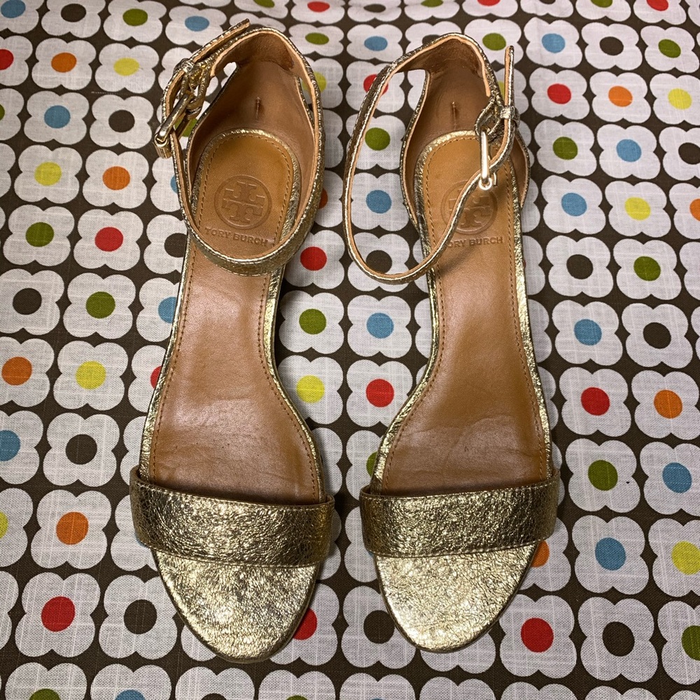 Tory Burch Savannah metallic wedge sandals